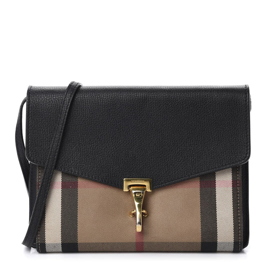 Burberry Macken Ho Check Crossbody Bag Leather Black Small
