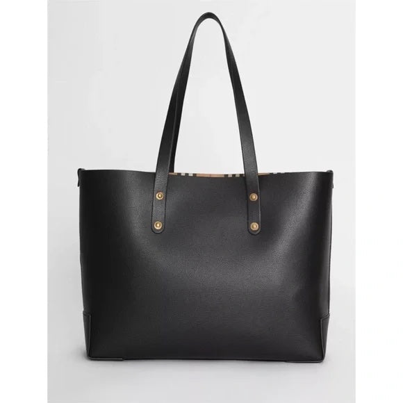 Burberry Grainy Check Tote Bag Leather