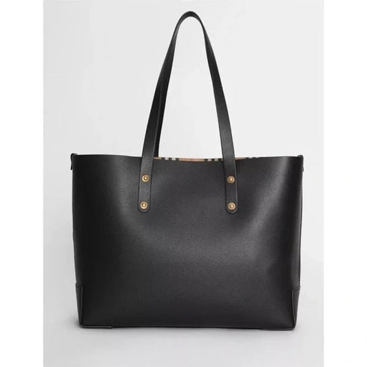 Burberry Grainy Check Tote Bag Leather