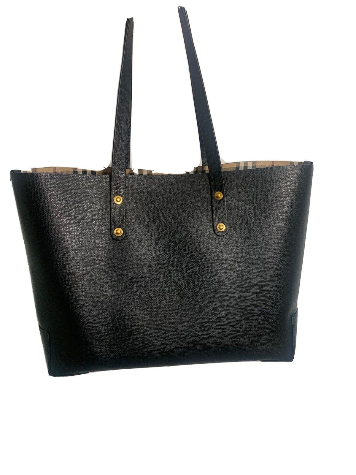 Burberry Grainy Check Tote Bag Leather