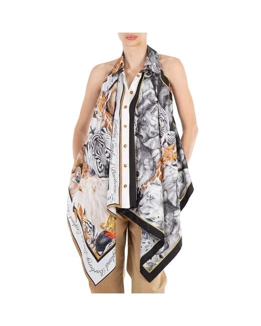 Burberry Melange Print Silk Handbag Gray Travel Bag