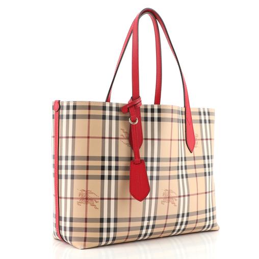 Burberry Haymarket Check Reversible Tote Medium Tote Bag