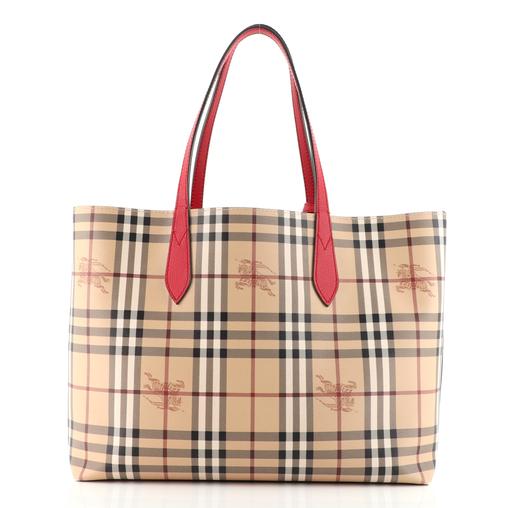 Burberry Haymarket Check Reversible Tote Medium Tote Bag