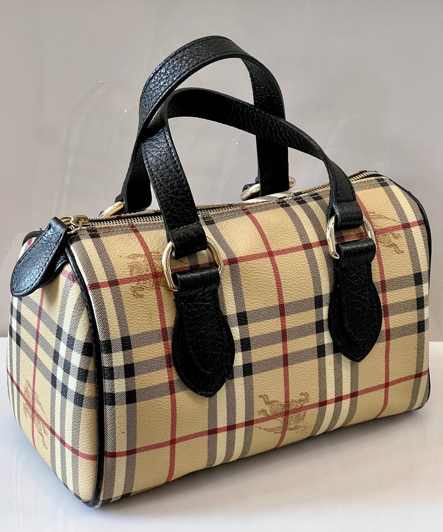 Burberry Check Chester Bowling Bag Small Travel Bag