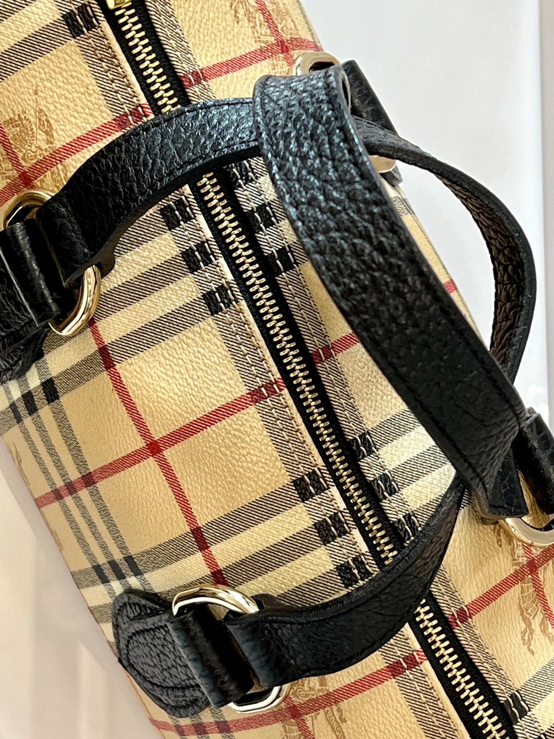 Burberry Check Chester Bowling Bag Small Travel Bag