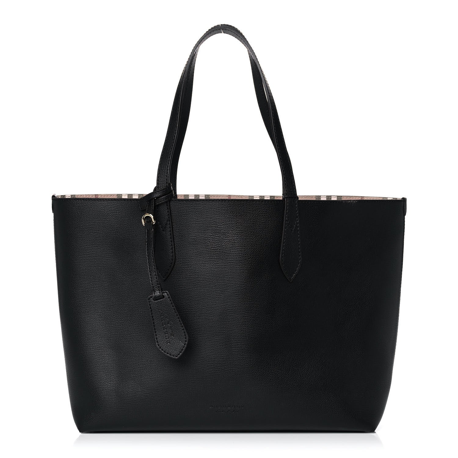 Burberry Haymarket Check Reversible Tote Black Medium Tote Bag