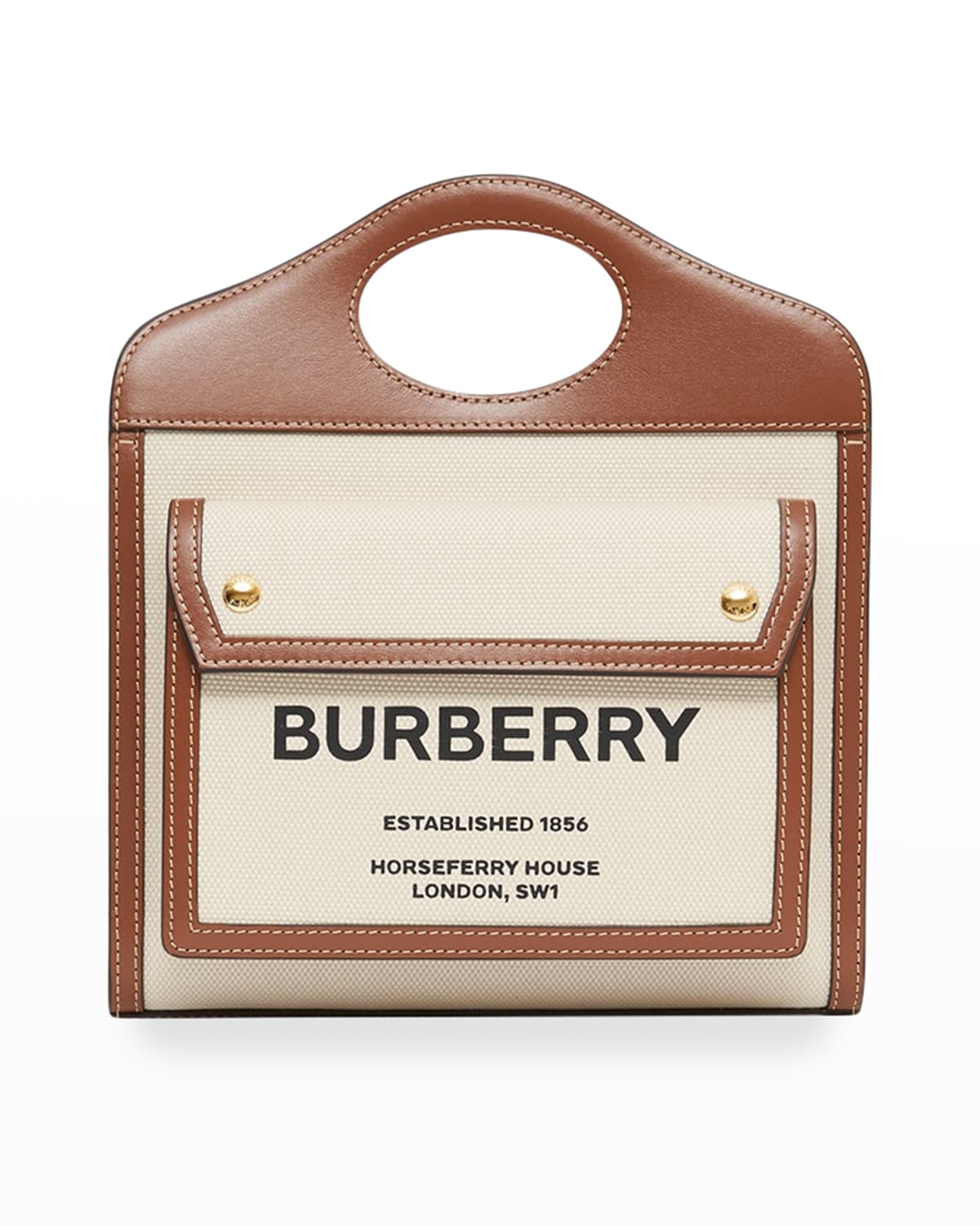 Burberry Two Tone And Pocket Bag Leather Canvas Mini Travel Bag