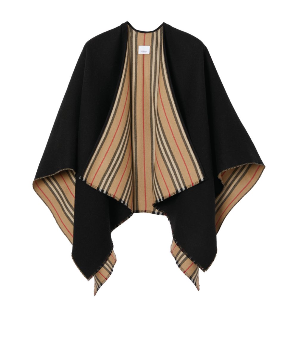 Burberry Icon Stripe Wool Cape Handbag Travel Bag Stripe Wool Cape