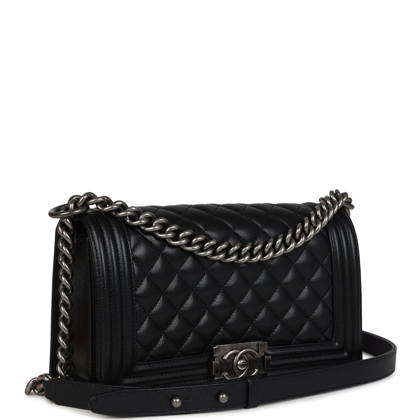Chanel Medium Boy Bag Black Caviar Aged Ruthenium Hardware