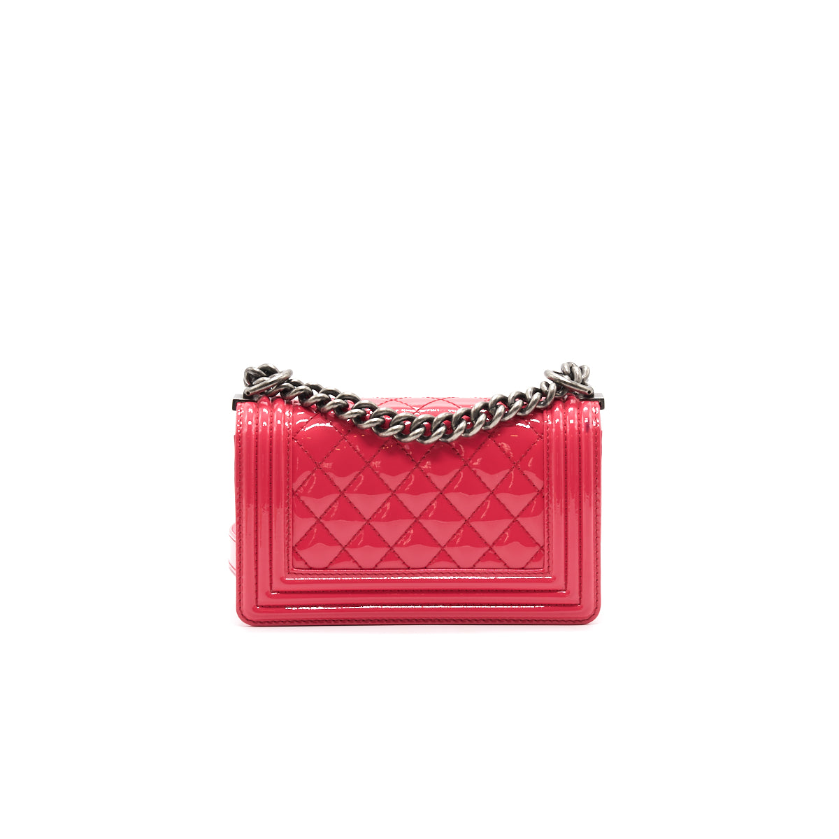Chanel Small Leboy Patent Leather Pink Ruthenium Hardware Handbag
