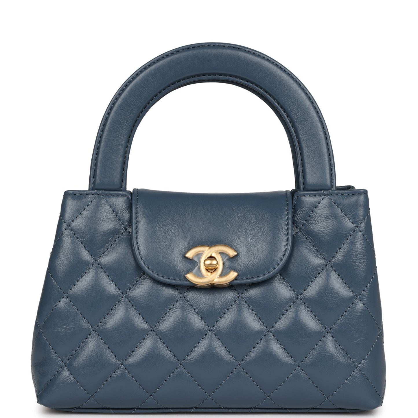 Chanel Small Kelly Shopper Blue Shiny Aged Calfskin Brushed Gold Hardware Bag