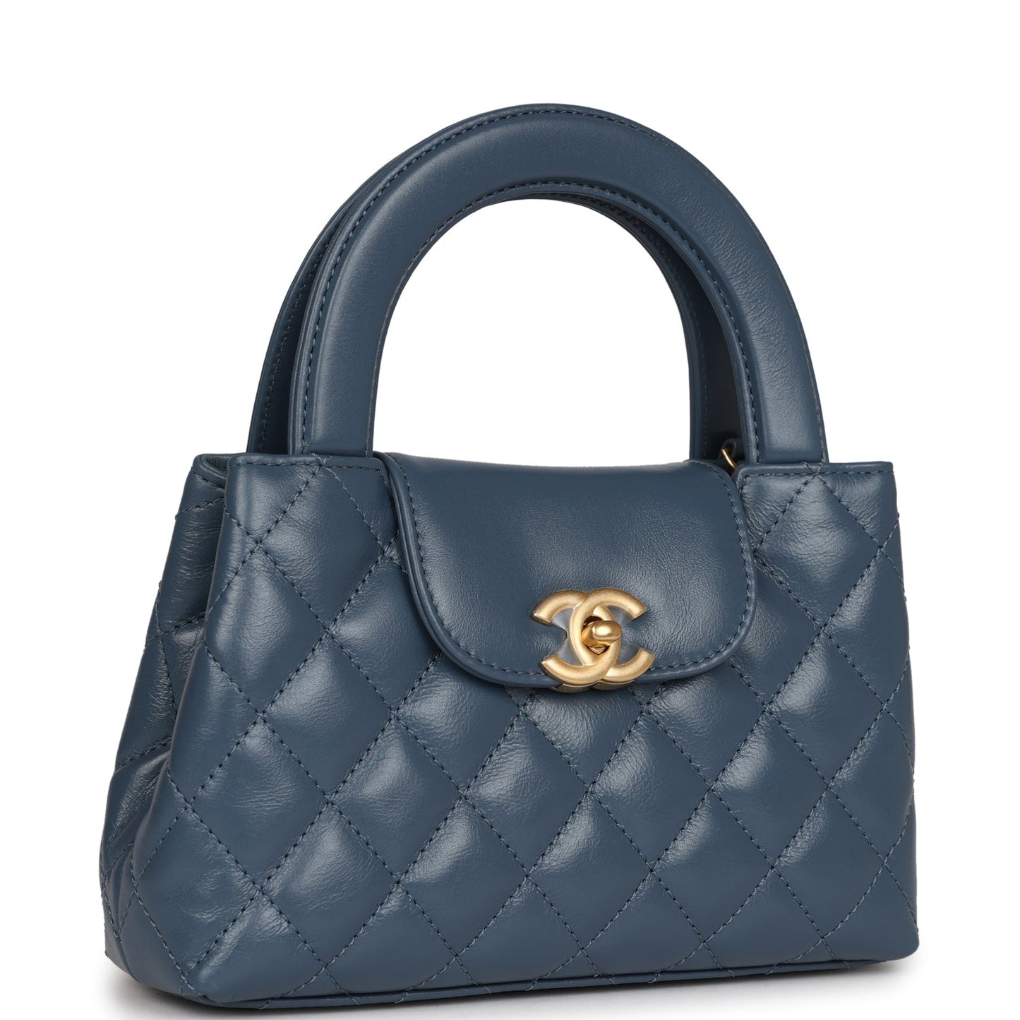 Chanel Small Kelly Shopper Blue Shiny Aged Calfskin Brushed Gold Hardware Bag
