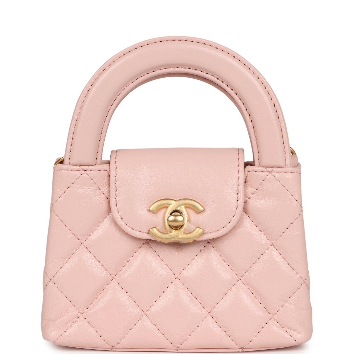 Chanel Nano Kelly Shopper Light Pink Shiny Aged Calfskin Brushed Gold Hardware Bag