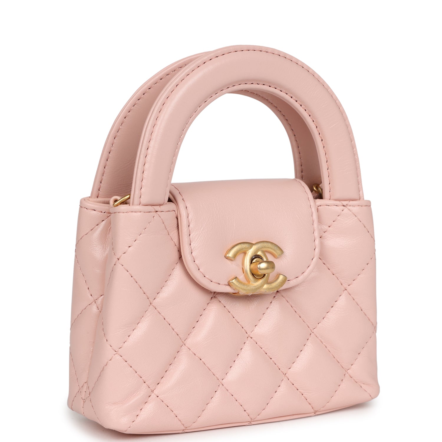 Chanel Nano Kelly Shopper Light Pink Shiny Aged Calfskin Brushed Gold Hardware Bag