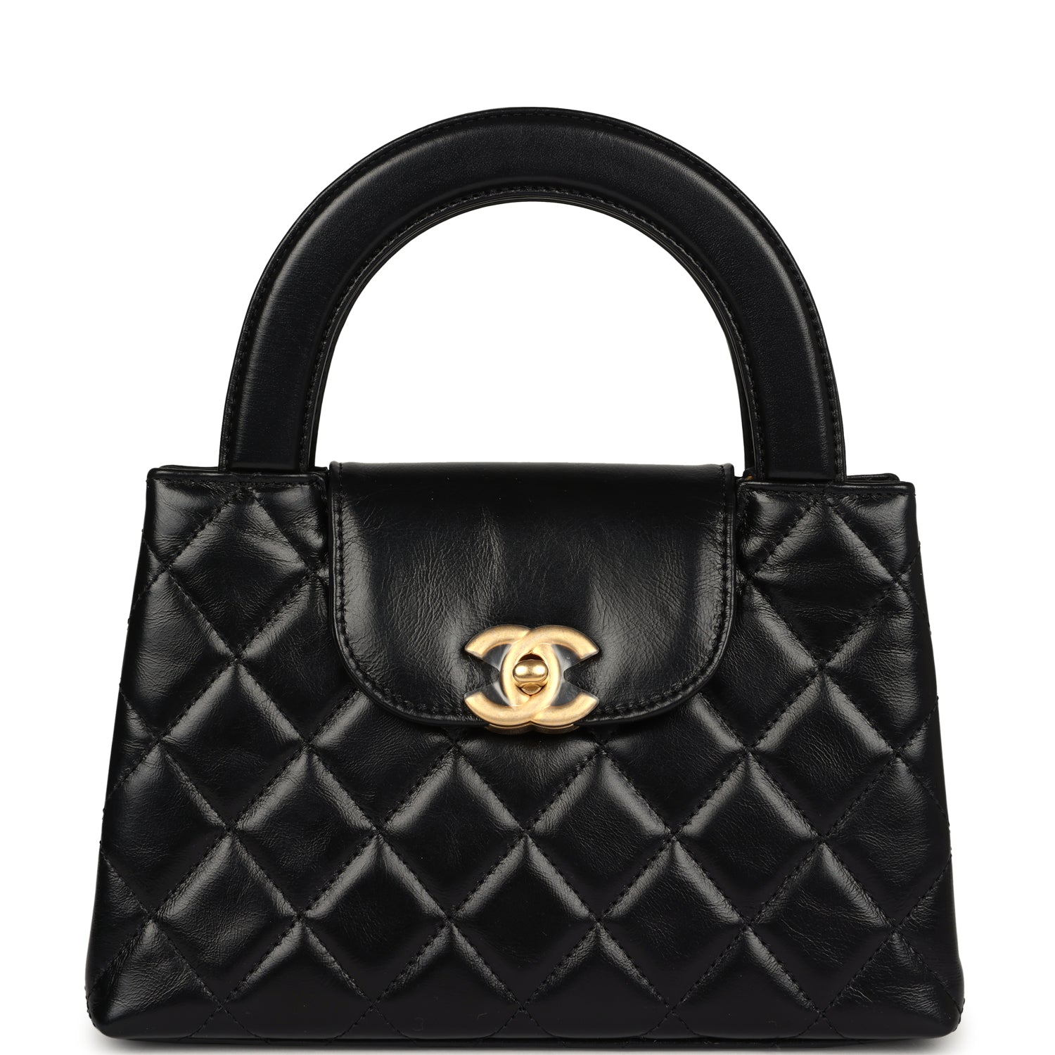 Chanel Small Kelly Shopper Black Aged Calfskin Brushed Gold Hardware Bag