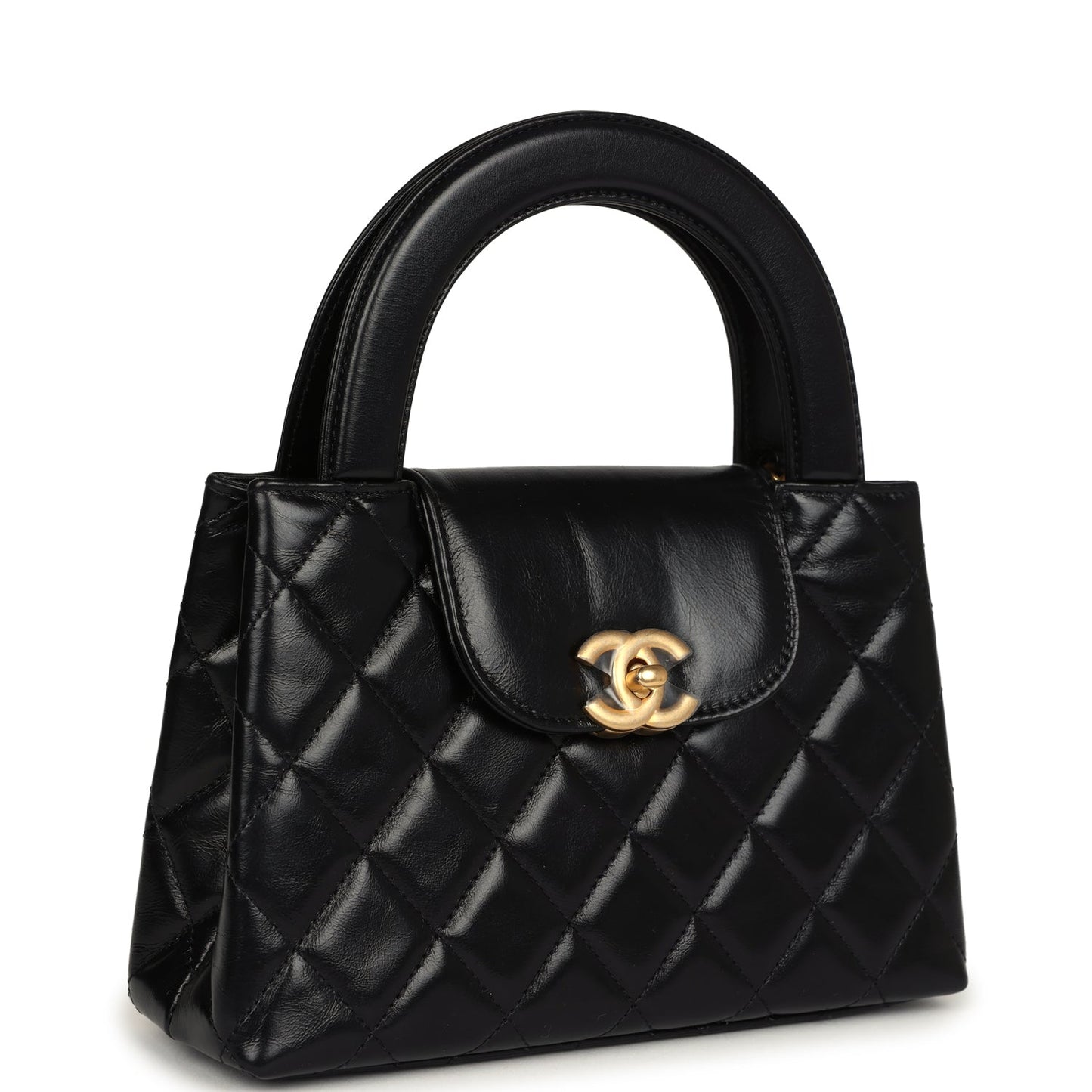 Chanel Small Kelly Shopper Black Aged Calfskin Brushed Gold Hardware Bag