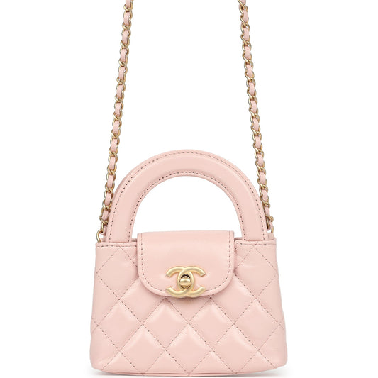 Chanel Nano Kelly Shopper Pink Shiny Aged Calfskin Brushed Gold Hardware