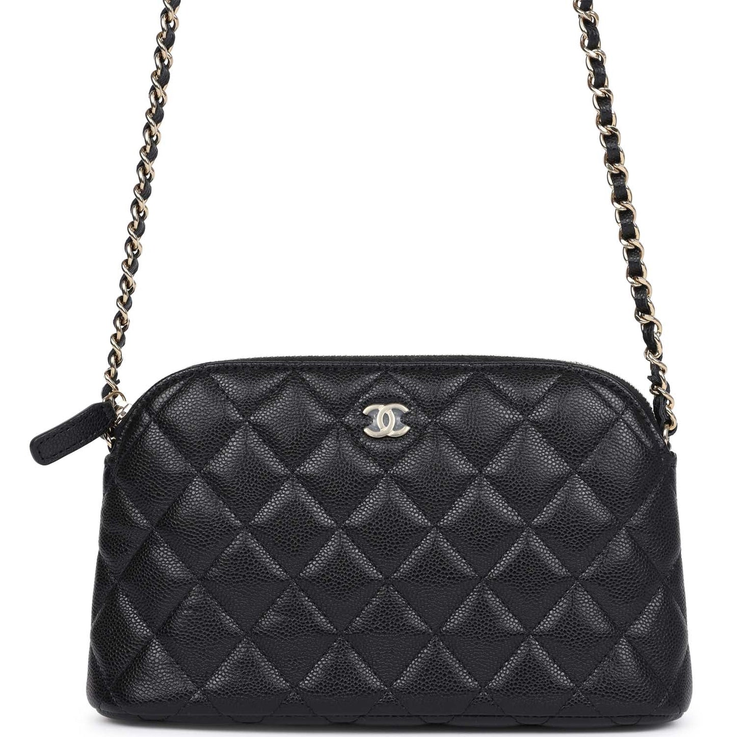 Chanel Small Clutch With Chain Crossbody Bag Black Caviar Light Gold Hardware