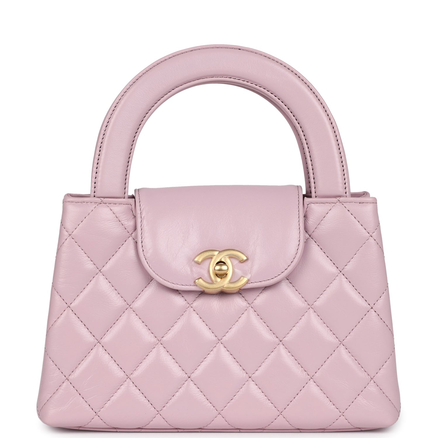 Chanel Small Kelly Shopper Light Pink Shiny Aged Calfskin Brushed Gold Hardware Bag