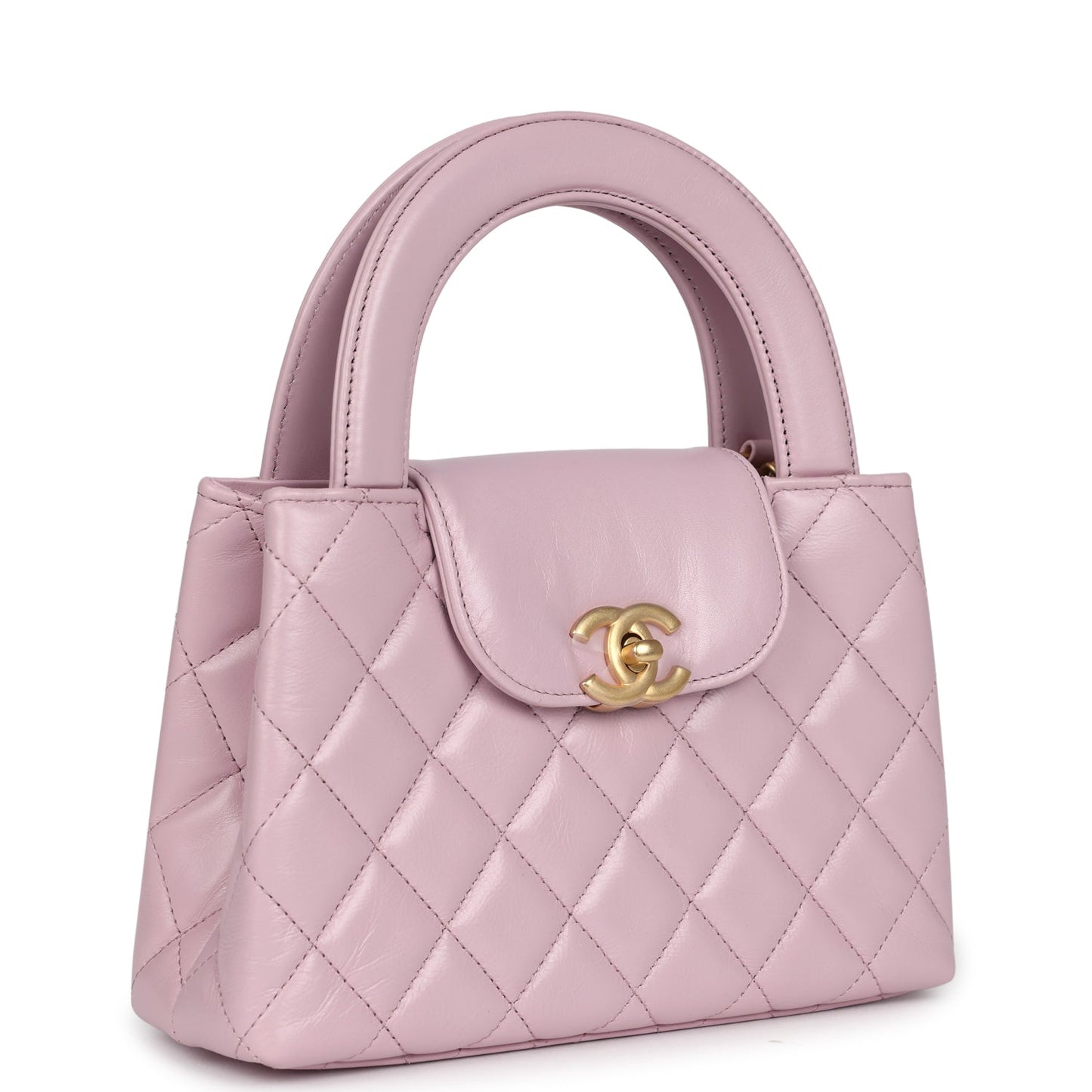Chanel Small Kelly Shopper Light Pink Shiny Aged Calfskin Brushed Gold Hardware Women Shoes