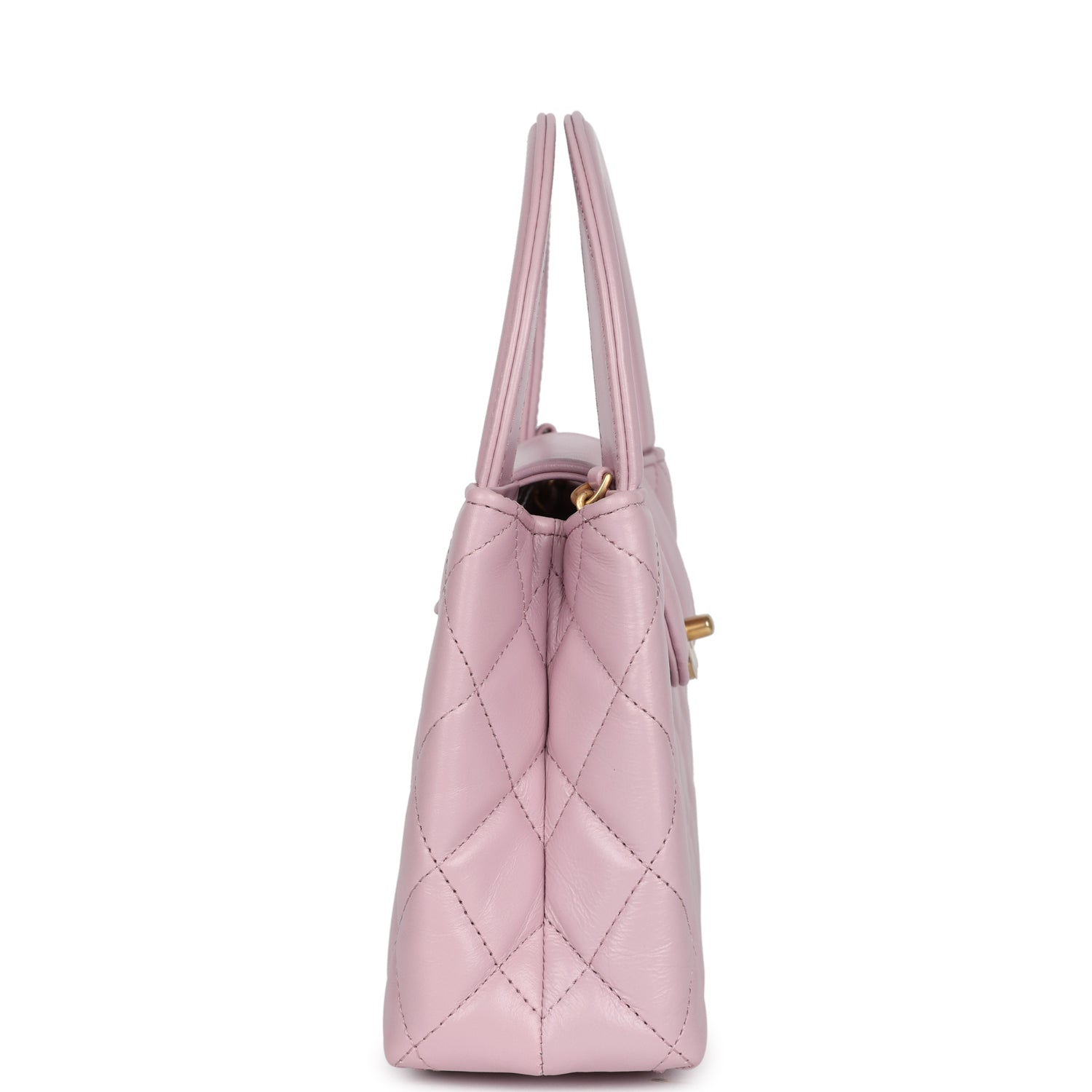 Chanel Small Kelly Shopper Light Pink Shiny Aged Calfskin Brushed Gold Hardware Women Shoes