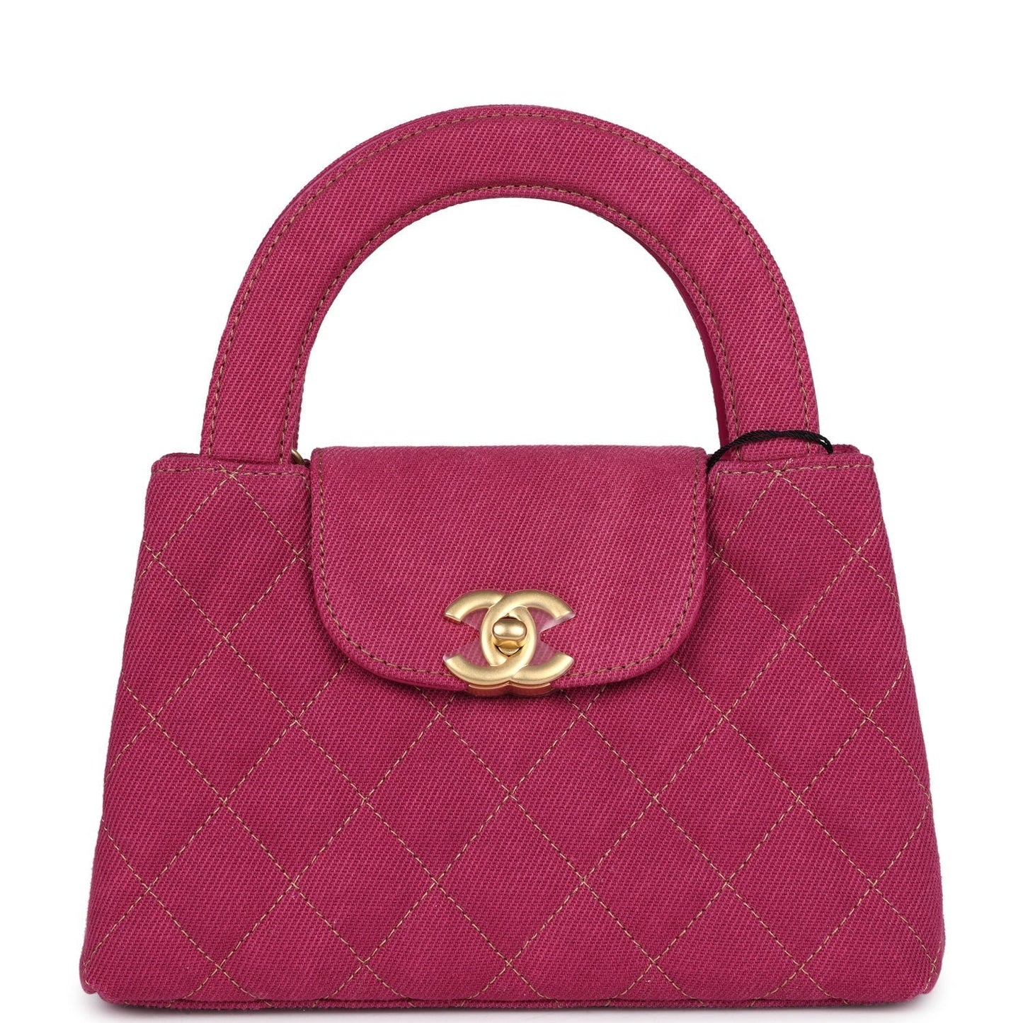 Chanel Small Kelly Shopper Pink Washed Denim Brushed Gold Hardware Women Shoes