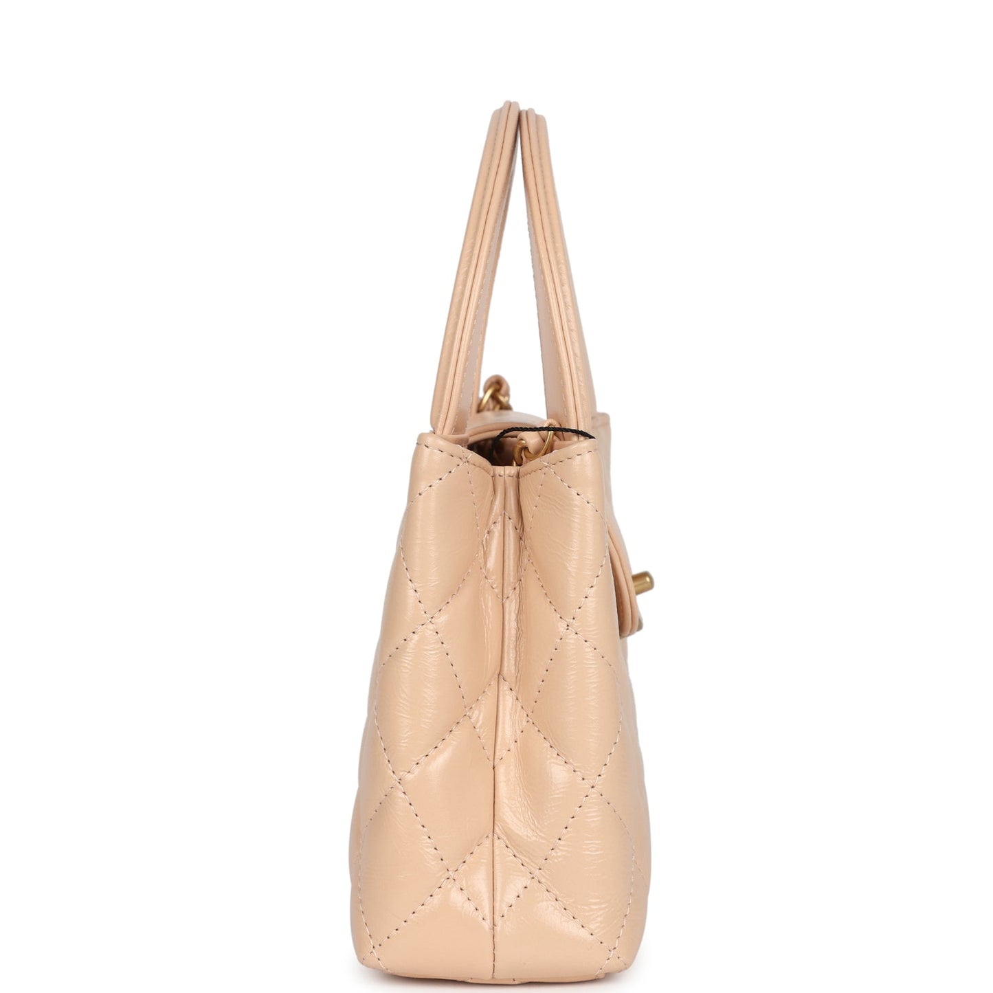 Chanel Small Kelly Shopper Beige Shiny Aged Calfskin Brushed Gold Hardware Women Shoes