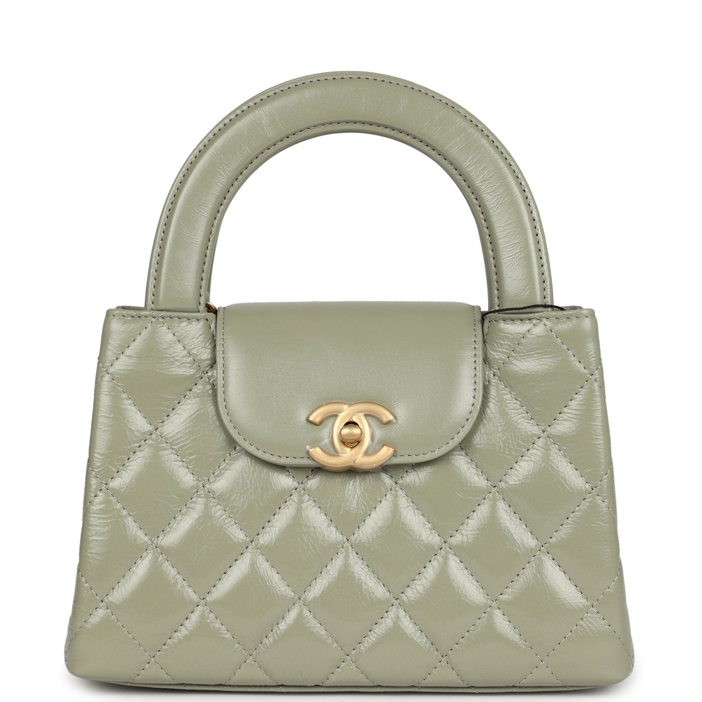 Chanel Small Kelly Shopper Khaki Shiny Aged Calfskin Brushed Gold Hardware Bag