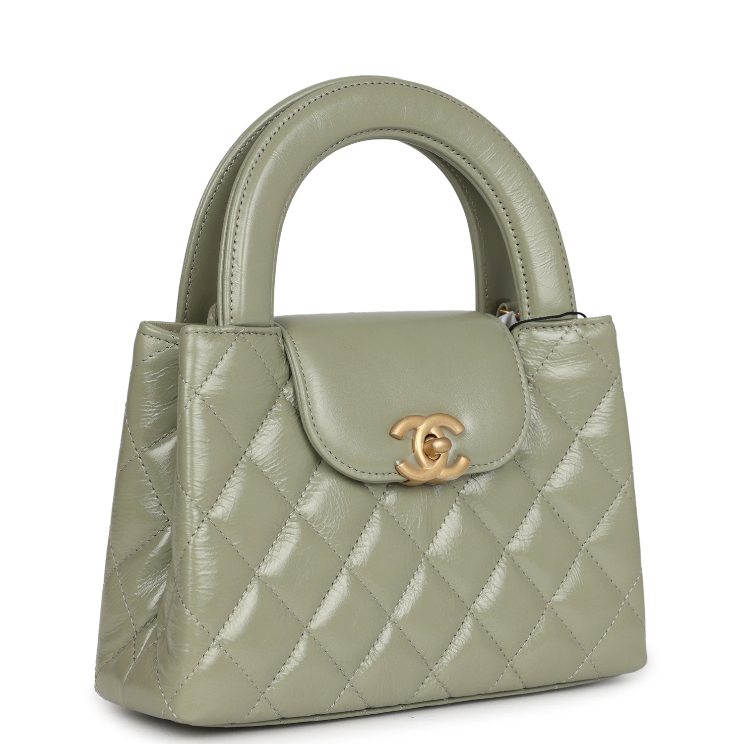 Chanel Small Kelly Shopper Khaki Shiny Aged Calfskin Brushed Gold Hardware Bag