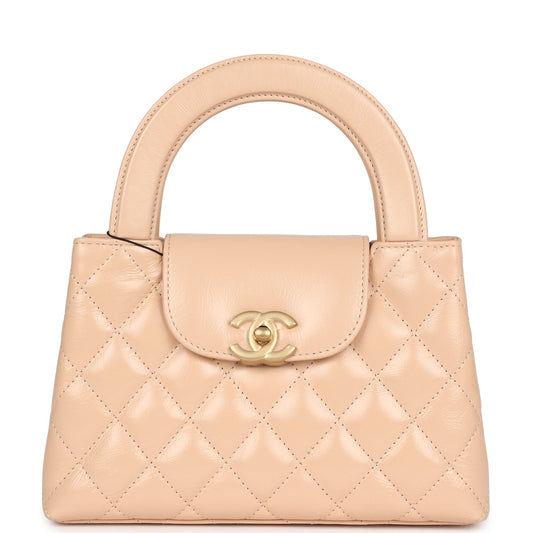 Chanel Small Kelly Shopper Beige Shiny Aged Calfskin Brushed Gold Hardware