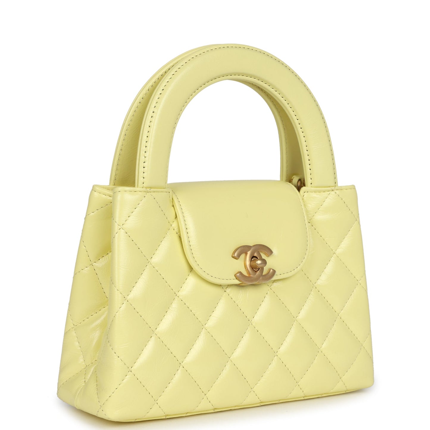 Chanel Small Kelly Yellow Shiny Aged Calfskin Brushed Gold Hardware Bag