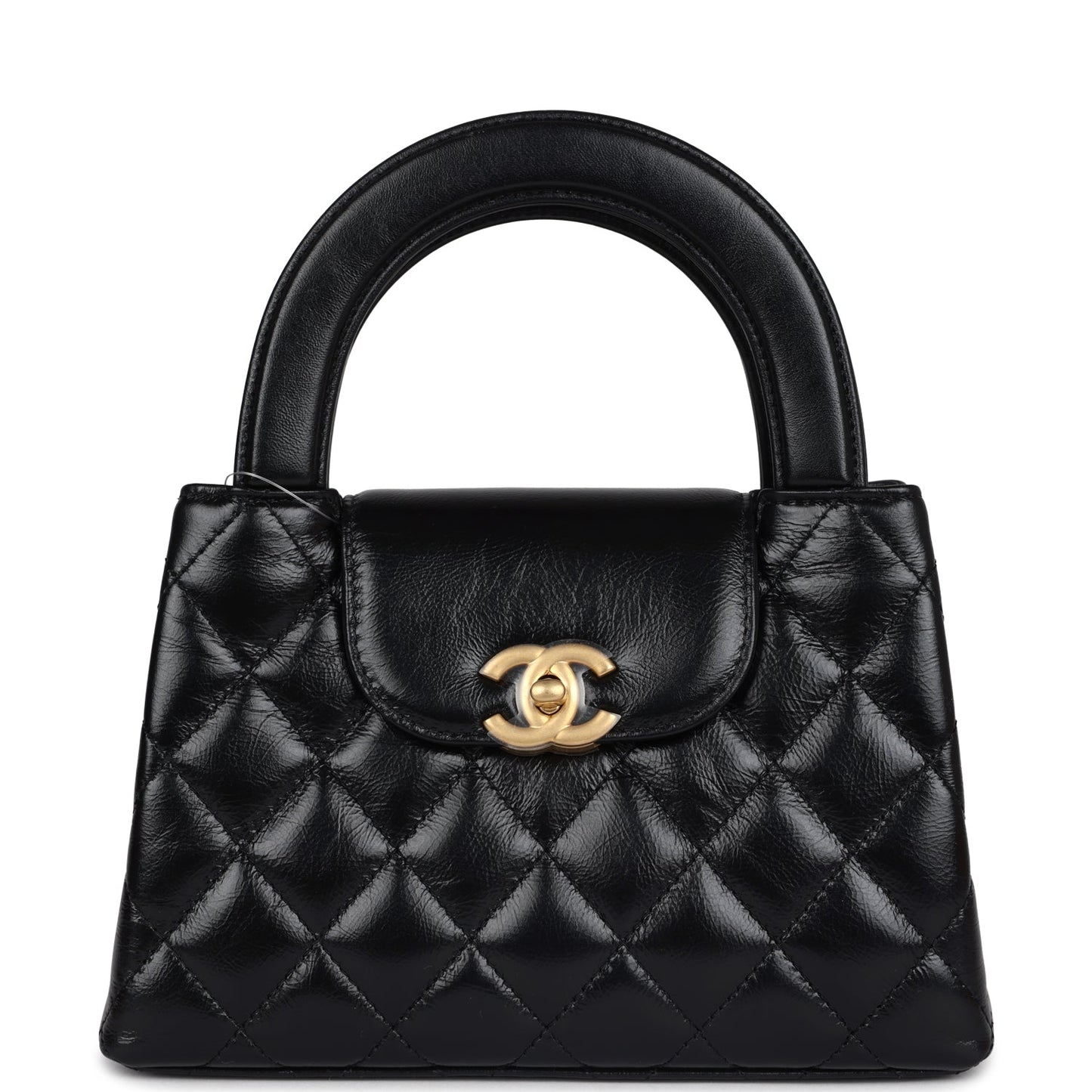 Chanel Small Kelly Shopper Black Shiny Aged Calfskin Brushed Gold Hardware Women Shoes