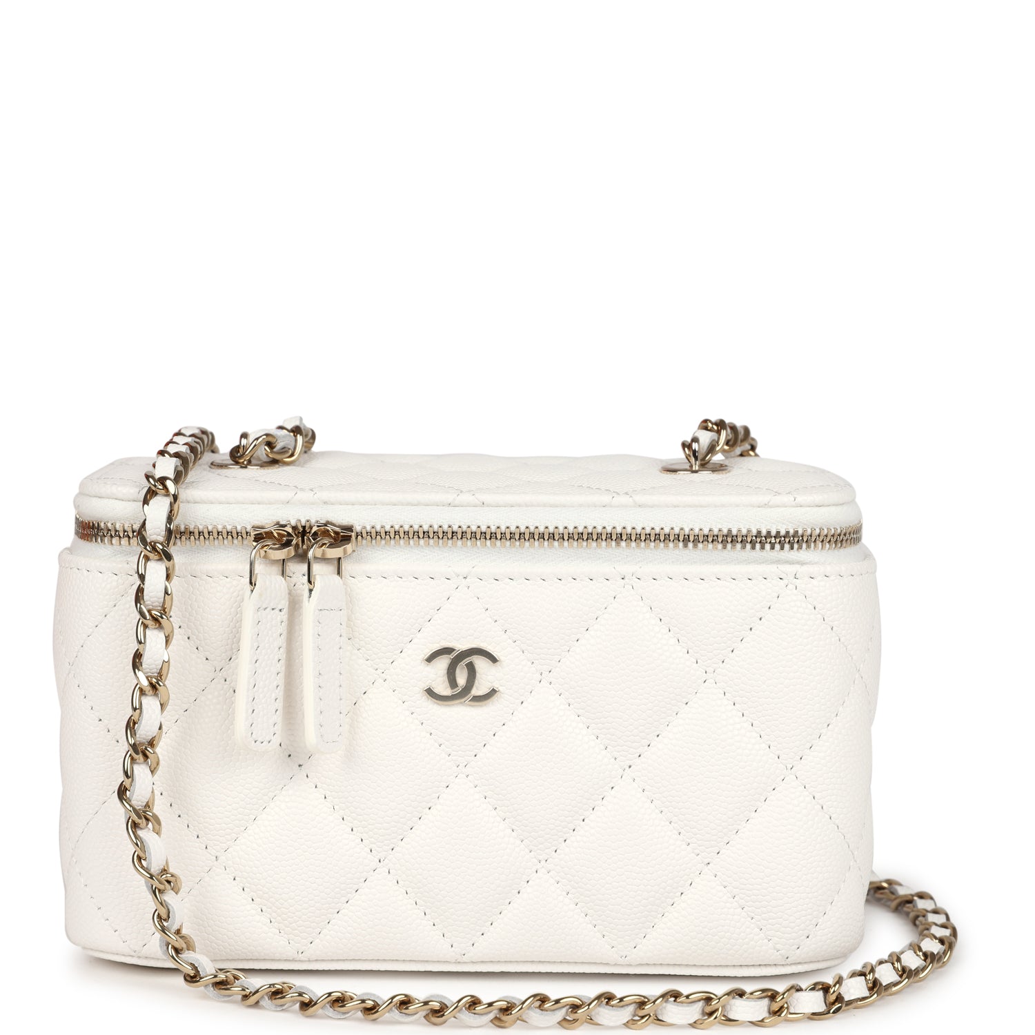 Chanel Small Vanity Case White Caviar Light Gold Hardware Bag