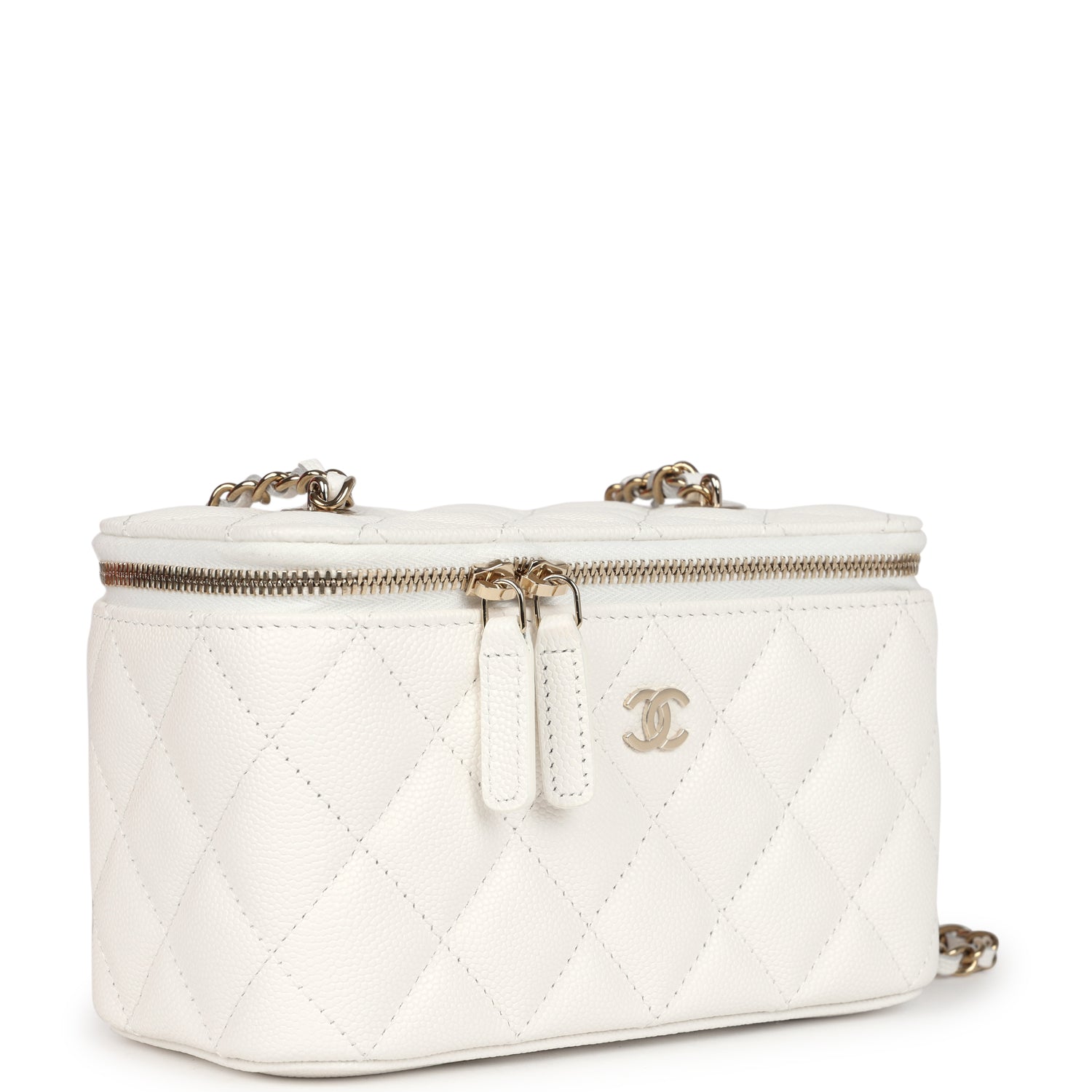 Chanel Small Vanity Case White Caviar Light Gold Hardware Bag