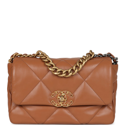 Chanel Medium 19 Flap Caramel Shiny Lambskin Mixed Metal Hardware