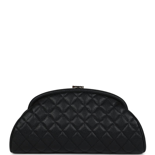 Chanel Timeless CC Kisslock Clutch Black Caviar Silver Hardware