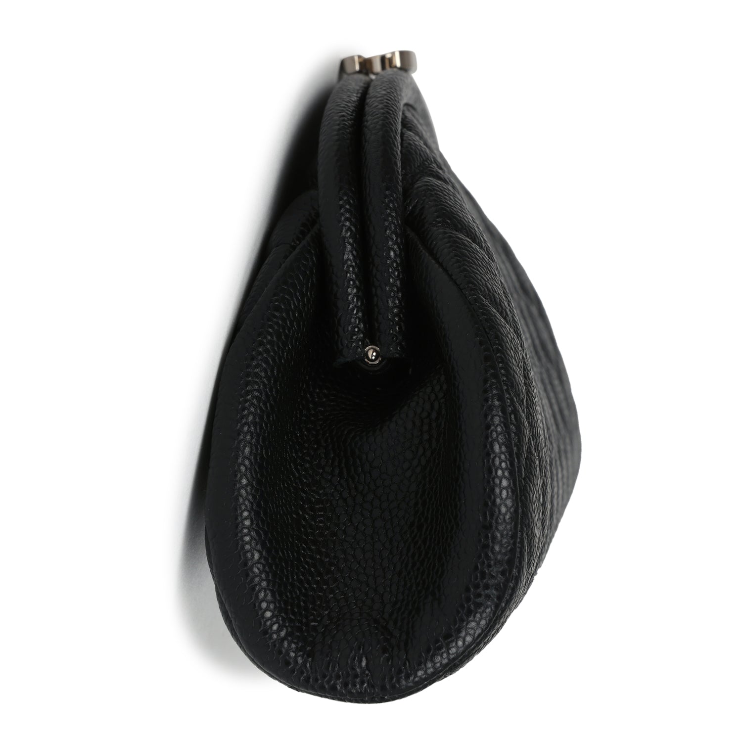 Chanel Timeless CC Kisslock Clutch Black Caviar Silver Hardware