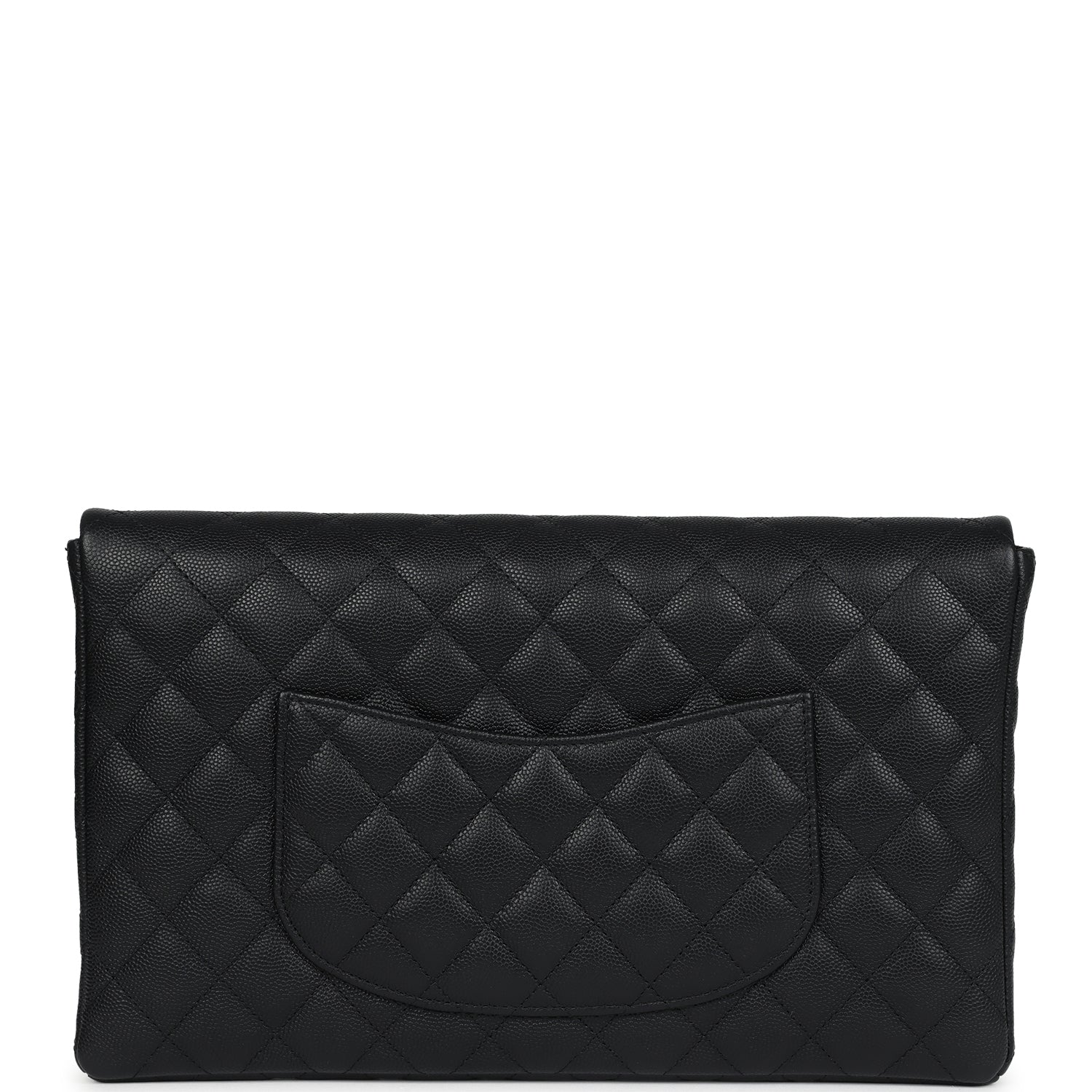 Chanel Classic Flap Clutch Black Caviar Light Gold Hardware