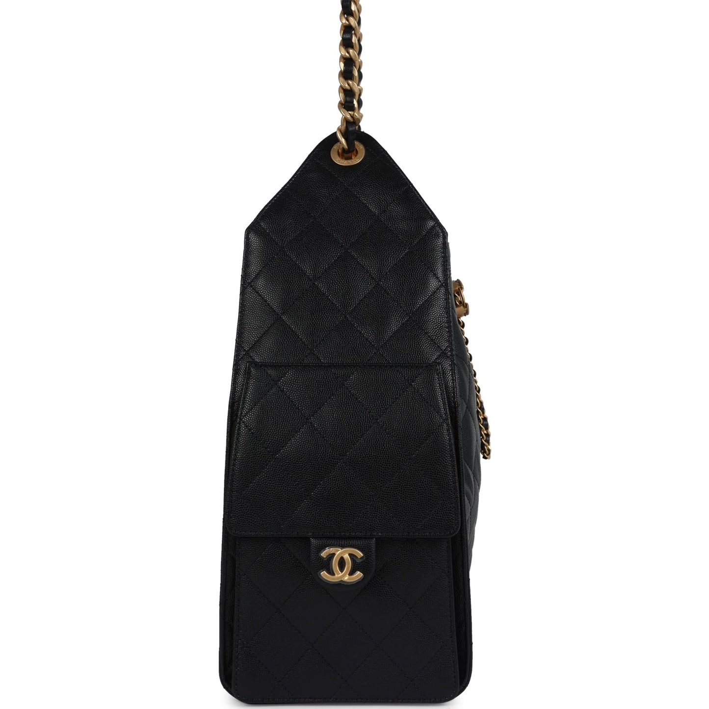Chanel Medium 25 Hobo Bag Black Caviar Antique Gold Hardware
