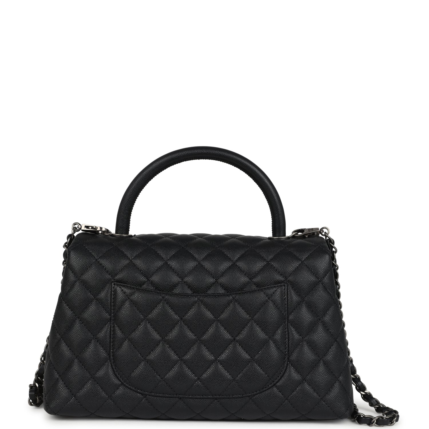 Chanel Medium Coco Top Handle Black Caviar Aged Ruthenium Hardware