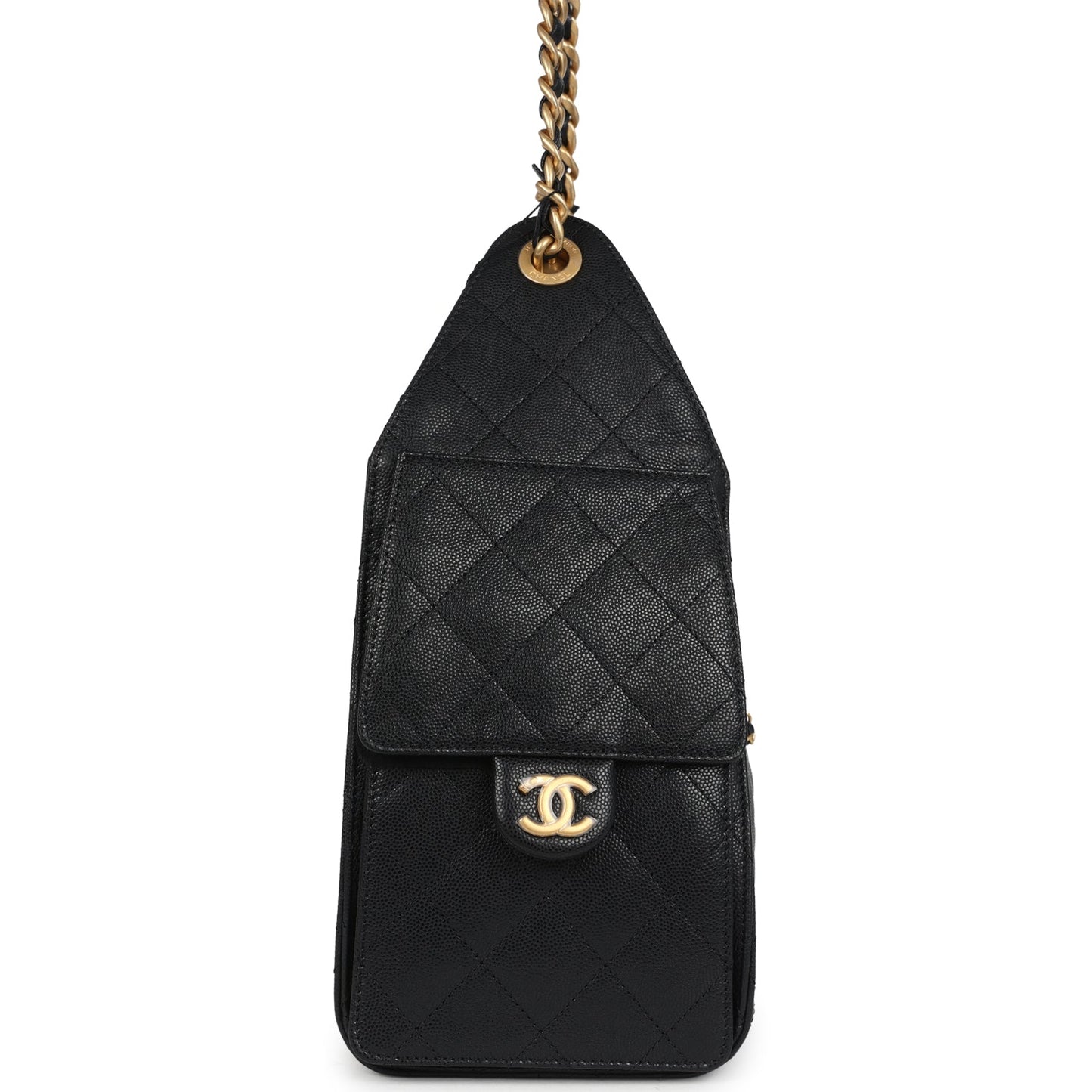 Chanel Small 25 Hobo Bag Black Caviar Antique Gold Hardware