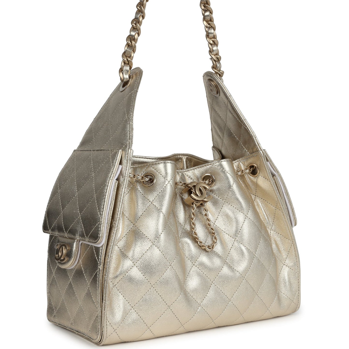 Chanel Small 25 Hobo Bag Metallic Gold Caviar Antique Gold Hardware