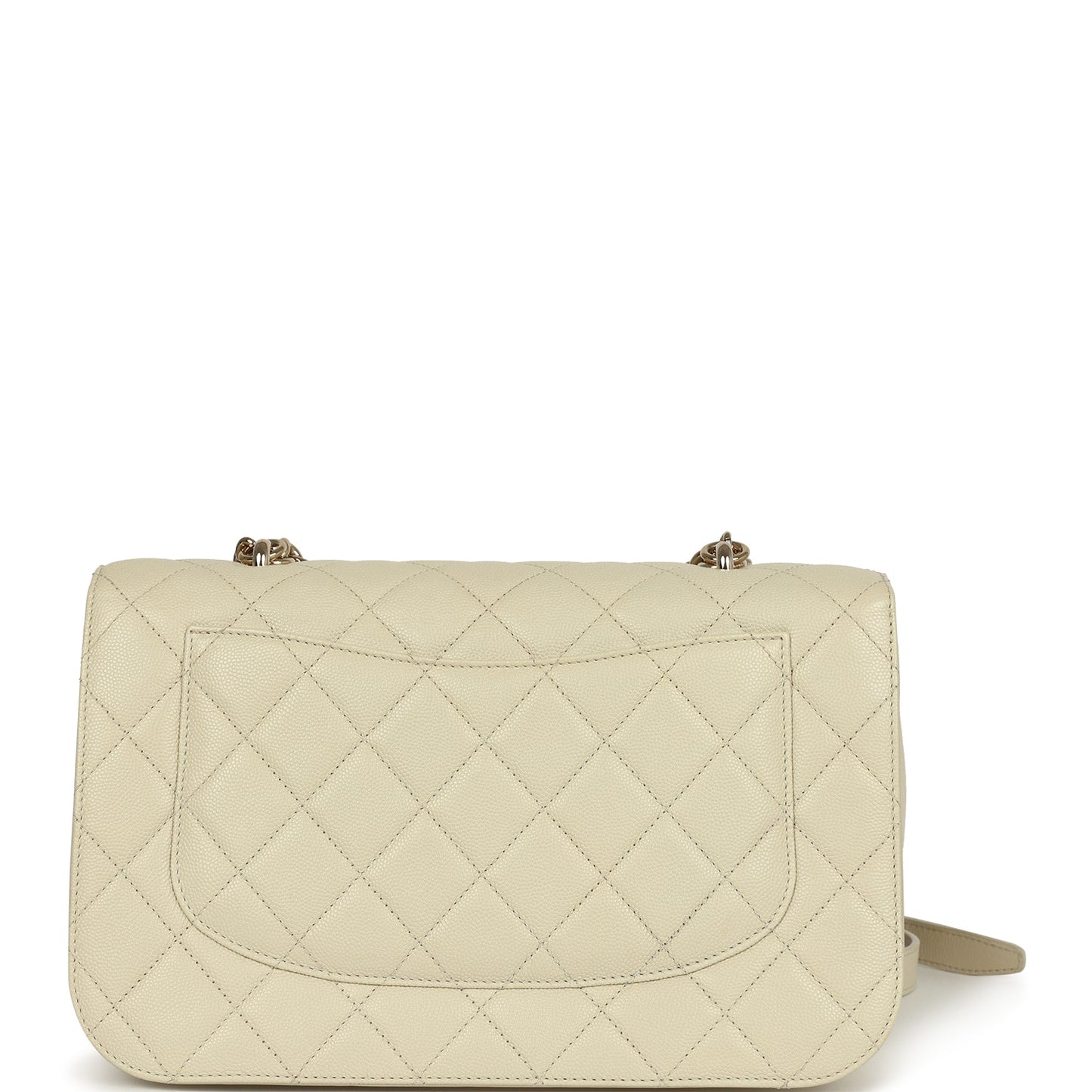Chanel Large Chain Handle Flap Bag Ivory Caviar and Calfskin Light Gold Hardware