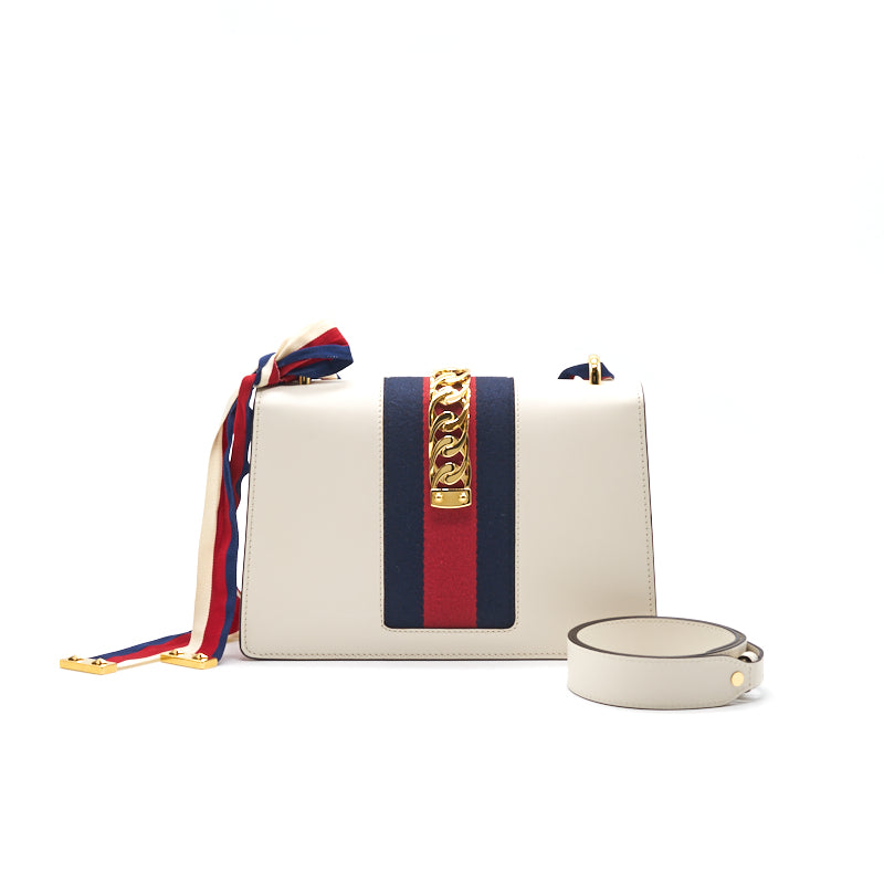 Gucci Sylvie With Extra Long Strap Handbag White Medium Travel Bag