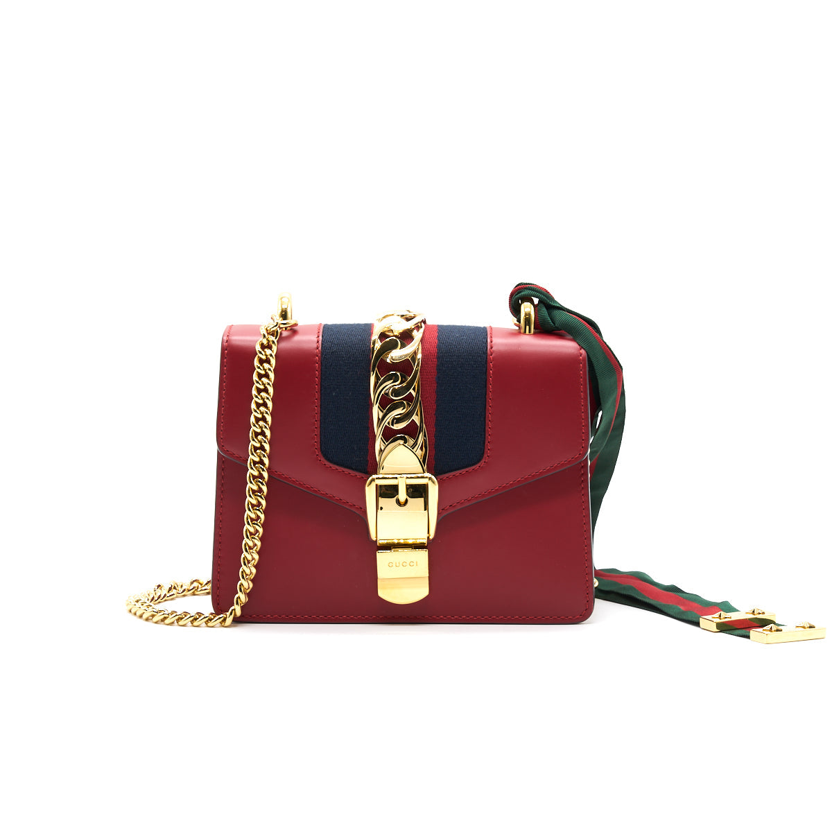 Gucci Sylvie Chain Bag Leather Red Travel Bag