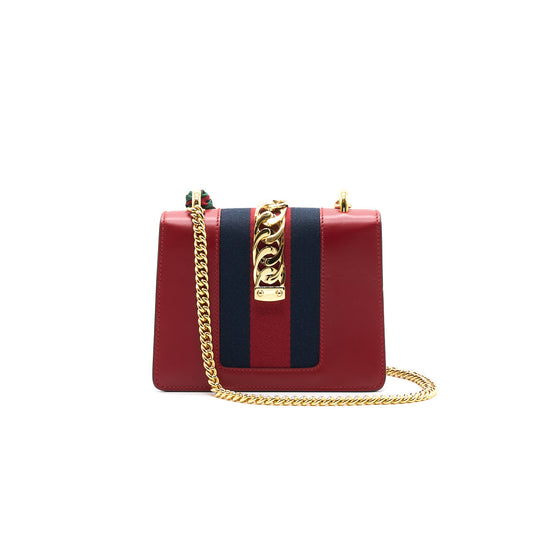 Gucci Sylvie Chain Bag Leather Red Travel Bag