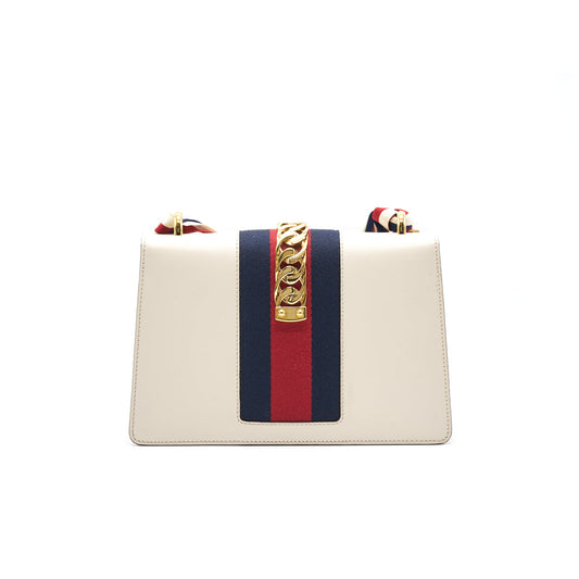 Gucci Sylvie Shoulder Bag Strap Missing Leather White