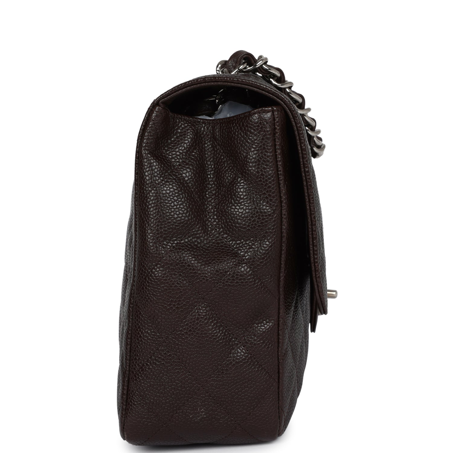 Chanel Jumbo Classic Single Flap Dark Brown Caviar Silver Hardware Handbag