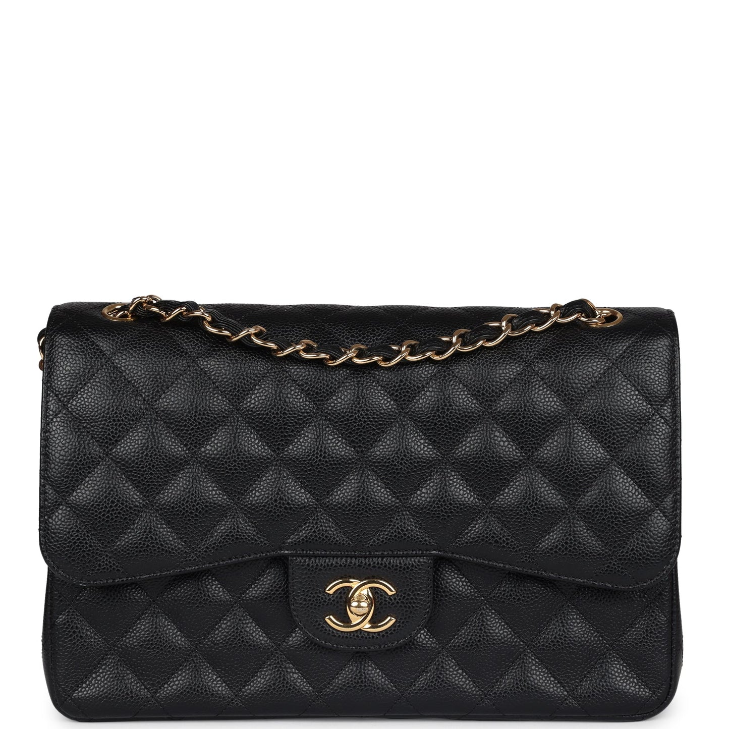Chanel Jumbo Classic Double Flap Bag Black Caviar Gold Hardware