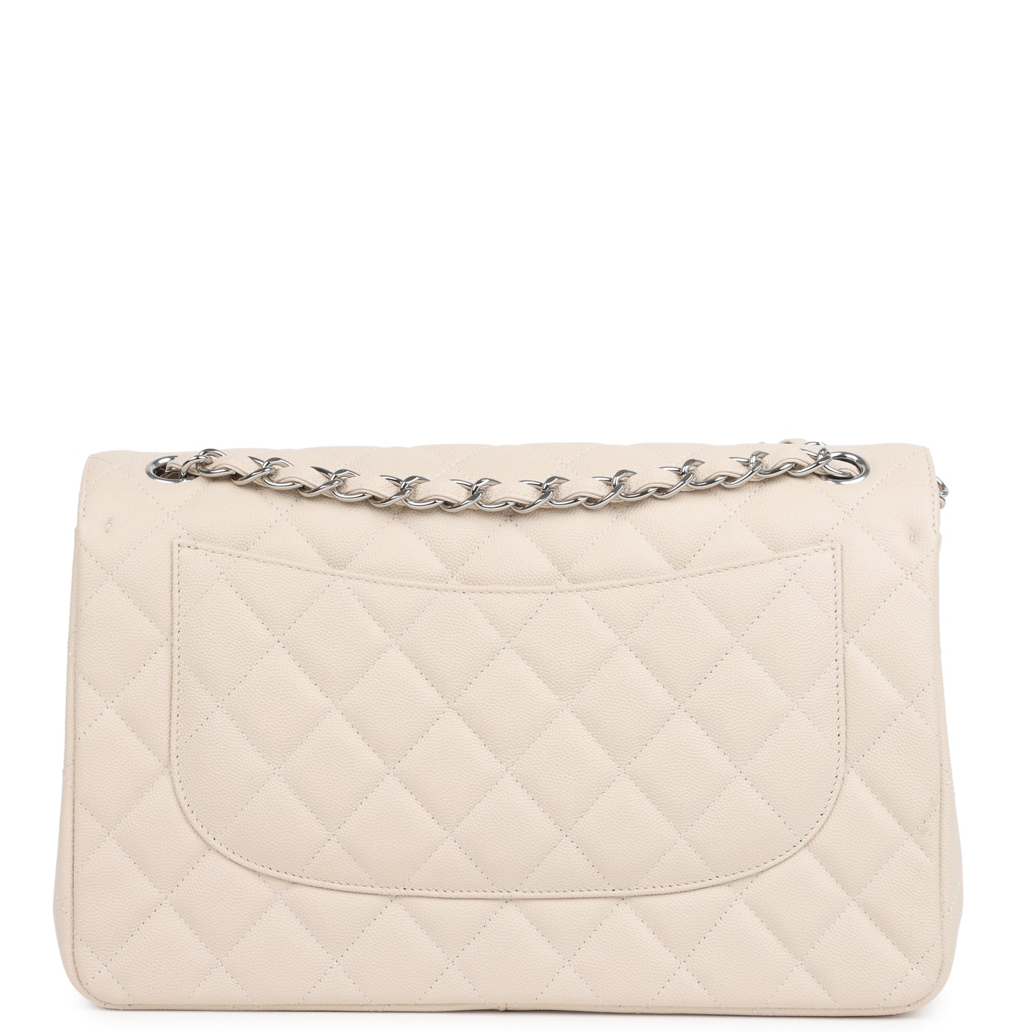 Chanel Jumbo Classic Double Flap Bag Light Beige Caviar Silver Hardware